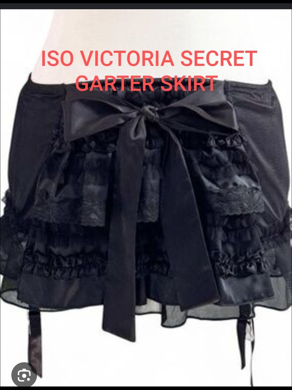 Victoria's Secret Black Satin & Lace Ruffle Garter Skirt